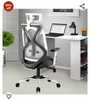 
ASTRIDE Ergofit Ergonomic Office Chair in High Back with Adjustable Arms & Lumbar Support, Synchro Tilt Mechanism, [Heavy Duty Chromium Metal 