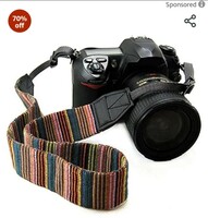 FIRST TRY Camera Strap Adjustable DSLR Camera Neck Strap Belt Retro Film Camera Shoulder Strap Vintage Soft Long Rope Universal Cord for Women Men SLR Mirrorless Cameras Multi (Same As Image)