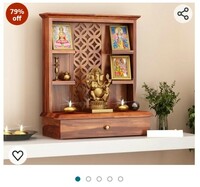 Santosha Decor Wall Mounted, Free Stand, Pooja, Mandir, Sheesham (Rosewood) Solid Wood Home Temple (Brown)