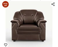 Sekar Lifestyle Polyurethane Series Leatherette Sofa Set for Living Room (Brown, One Seater Large)
