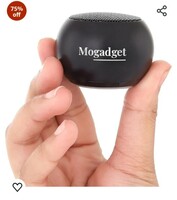 MOGADGET Metal Small Portable Bluetooth Speaker Ultra Mini Bluetooth Speaker with mic Compatible with Smartphones (Black)