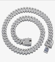 MEENAZ Mc Stan Chain Cuban Link Chain for Men Women girls gents Miami Necklace Iced Cubic Zirconia diamond chain Sterling Silver Chains Long Stainless Steel Ice Rhinestone Hip hop Stylish Rapper 125
