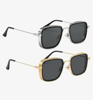ELEGANTE combo of 2 Square Kabir Singh Sunglasses for Men and Boys, UV Protected Carryminati Sunglasses