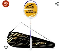 HUNDRED POWERTEK 1000 PRO Graphite Strung Badminton Racket with Full Racket Cover for Intermediate Players