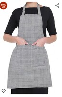 GLUN® Kitchen Cooking Aprons, Small White & Black Checkered Color Adjustable Bib, Chef Apron with 2 Pockets, Long Ties, Long Neck Strap for Men & Women Unisex Apron

