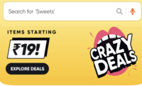 Swiggy items at start from Rs.19 Crazy Deals in Selected Cities