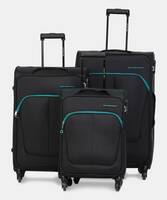 Soft Body Set of 3 Luggage 4 Wheels - Supreme Combo Set (30inch+26inch+22inch) - Black