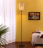 Beige Bamboo Shade Club Floor Lamp With Iron Base