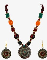 YouBella Jewellery set for Women Tibetan Pendant Necklace with Earrings for Women & Girls (Gift) Tribal Necklace Jewellery Beads Necklace 