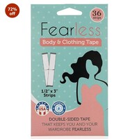 Fearless Double Sided Tape for Fashion, Clothing and Body - 36 Strips Pack | All Day Strength Invisible Dress Tape for women | Gentle to stick on Skin and clothes | Transparent 