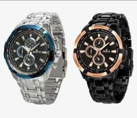 SWISSTYLE Stainless Steel Round Dial Men Analog Watch - Ss-6620Blu-6612Blk,Dial-Black, Band-Black