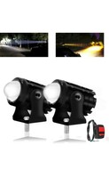 FABTEC Mini Driving Fog Light Lamp Projector Lens LED Spotlight Dual Color Led Light System for Motorcycle, Bikes & Scooters with On-Off Switch (12V, 30W)