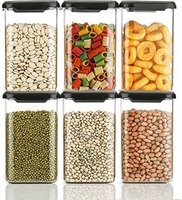 Unbreakable Air Tight Kitchen Storage Containers Set of 6 - 1100 Plastic Grocery Container  (Black)