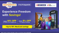 Independence Sale | Unlimited 10% off on Smart TVs & Appliances and 5% off on Laptops & Mobiles with NeuCard