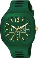 6 Month Warranty Men Watch Gold Dial Wrist Sport Ultra Watch with Silicone Strap Analog Watch - For Boys & Girls Square Green Dial