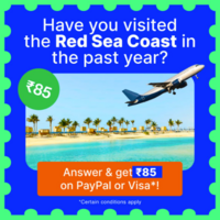Take our survey (< 12 min.) to tell us about your trip to the Red Sea Coast and get ₹85 on PayPal or Visa*! 