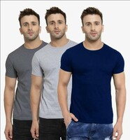 Scott International Men's Regular Fit T-Shirt - Cotton Blend, Half Sleeve, Round Neck, Stylish, Solid Plain T-Shirts for Men, Mens t Shirt - Pack of 3 