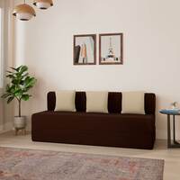 Amazon Brand - Solimo Dukon 3 Seater Foldable Sofa Cum Bed (EPE Foam with Jute Fabric, Brown, 72x70x8 inches)