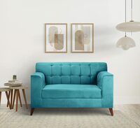 Amazon Brand - Solimo Luxovy 2 Seater Sofa (Velvet Fabric, Sky Blue)