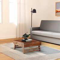 Amazon Brand - Solimo Culter Square Coffee Table with Foldable Legs (Solid Sheesham Wood, Natural Finish)