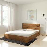Amazon Brand - Solimo Paix Engineered Wood Queen Bed with Storage (Knotty Wood Finish)
