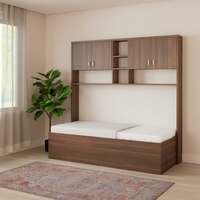 Amazon Brand - Solimo Lincum Single Size Engineered Wood Bed with Wall Storage - (Rolex Dark)