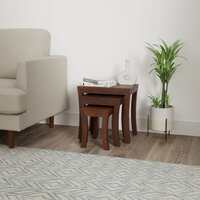 Amazon Brand - Solimo Zempin Nested Side Table, Set of 3 (Solid Sheesham Wood, Honey Finish)