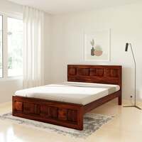 Amazon Brand - Solimo Mynim Queen Size Solid Sheesham Wood Bed without Storage (Honey Finish)