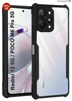 TheGiftKart TPU+PC Shockproof Crystal Clear Back Cover Case For Redmi 12 5G / Poco M6 Pro 5G | Protective Design | Transparent Back Cover Case for Redmi 12 5G / Poco M6 Pro 5G (PC & TPU, Black

