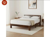 Amazon Brand - Solimo Petra Solid Sheesham Wood Queen Bed (Teak Finish) 