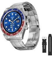 Fire-Boltt Avalanche Stainless Steel Smart Watch with Free Silicone Strap, 2 Watch Looks - Sporty & Fomal, Bluetooth Calling with 1.28” HD Display, 2 Button Pushers (Blue Red)

