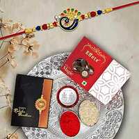 Oblivion Rakhi For Brother Set Of 1 with Effete Chocolate Magic 32gm & Pooja Thali, Pooja Coin & Greeting Card , Rakhi For Brother And Bhabhi, Rakhi With Chocolate, Rakhi With Gift For Brother, Rakhi For Kids, Rakhi 