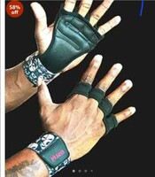 19.ten Leather 19Ten Grippy Unisex Palm Protector Gym Exercise Fitness Workout Power Lifting Training Gloves Zero Sweat With Wrist Support (Tribal Grips, Medium), Black 