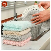  wolpin Microfiber Cleaning Cloths, 5 Pcs 25 x 25 cms Multi-Colour | Highly Absorbent, Lint and Streak Free, Multi -Purpose Wash Cloth for Kitchen, Car, Window, Stainless Steel, Silverware 