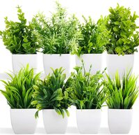  Dekorly Artificial Potted Plants, Artificial Plastic Eucalyptus Plants (Set of 8) 