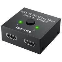 Sounce HDMI Switch 2 in 1 Out 4K 60hz HDMI Switcher 2 Port, Bi-Directional HDMI Switch Splitter 2 x 1/1 x 2, No Power Required, Sharing HD Video, PC Gaming Accessories(Black)