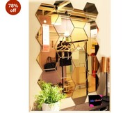 Bikri Kendra - Hexagon 20 Golden mirror stickers for wall, hexagon mirror wall stickers, acrylic mirror sticker, hexagonal mirror wall sticker, wall mirror stickers,wall stickers for hall room, (Gold)

