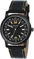 FCUK Leather Analog Black Dial Men's Watch-Fk00012F, Band_Silver
