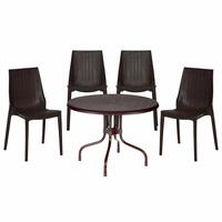 Supreme 4 Seater Chairs and Table (Plastic, Brown) (LuminaCherryGlobusBrown5)