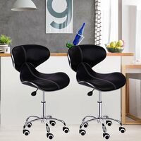 Da URBAN® Horse Pack of 2 Height Adjustable & Revolving Bar Stool/Kitchen Chair with Wheels (Black)