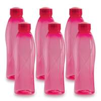 CELLO Texas PET Bottle | Leak proof and Break proof | Perfect for School, College, Work, and Outdoor adventures Water Bottle | 1 Litre, Set of 6 | Pink