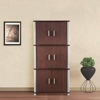 HomeTown Jacob Engineered Wood Multipurpose Cabinet in Cherry Brown & Walnut Colour