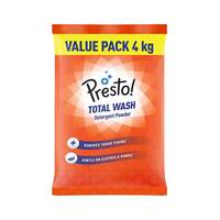 Presto! Total Wash Detergent Powder 4 kg @ ₹146 only (36.5 / kg)