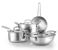 Bergner TriPro TriPly Stainless Steel 7 Pcs Cookware Set - 20cm Deep Kadai (1.5 L), 20cm Sautepan (1.2 L), 16cm Saucepan (1.7 L), 20cm Casserole (3 L), 3 Stainless Steel Lids, Induction Bottom