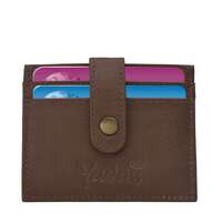 YADASS 3 Slots Leather Credit Card Holder Wallet for Men & Women (Dark Brown)