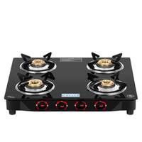 CELLO Regal Premium Brass Gas Cooktop, Better Heat Distribution (4 Burner)