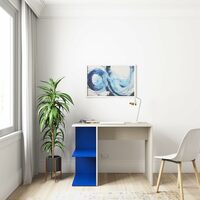 Solimo Amaree Engineered Wood Study Table (Blue & Pine Finish)
