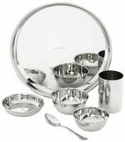Solimo Dinner Set|Stainless Steel Solid|Mirror Finish|Set of 6