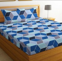 BSB HOME Microfiber 144 TC Football Printed Double Bedsheets with 2 King Size Pillow Cover (90X90 Inches, 7.5x7.5 Feet, Dark Blue and Light Blue) - Aspire Collections, 160tc, Under 200 tc