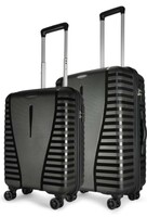 Aristocrat Air Pro Set of 2 Hard Luggage (55cm and 66cm) | Cabin and Medium Check-in Luggage | Lightweight Luggage with Strong Wheels, Secured Zip and Secured Combination Lock | Jet Black | Unisex